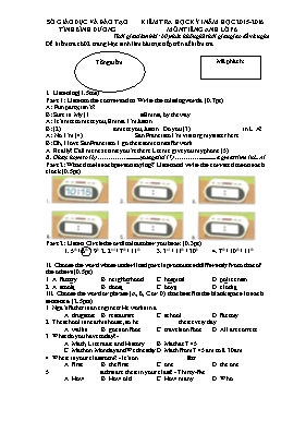 Đề kiểm tra học kỳ I môn Tiếng Anh Lớp 6 - Năm học 2015-2016 - Sở GD & ĐT Bình Dương